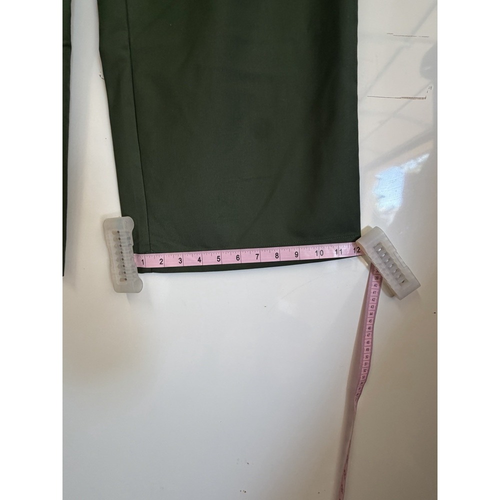 Women's Trendy Olive Wide Leg Trousers Minimalist Casual Tailored Pants L - Picture 6 of 8